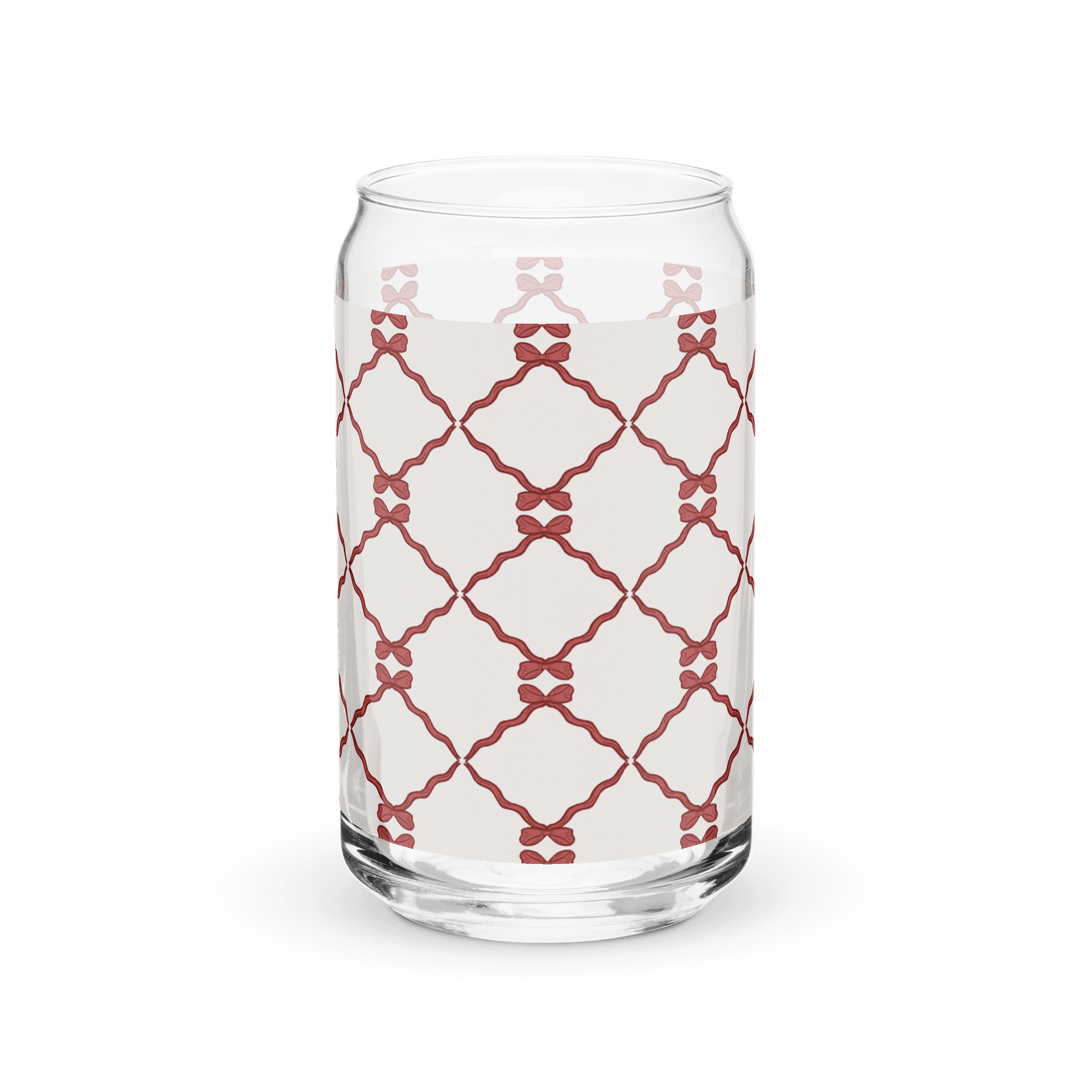 Bows and Ribbon Pattern in White and Red Glass Tumbler product image (2)
