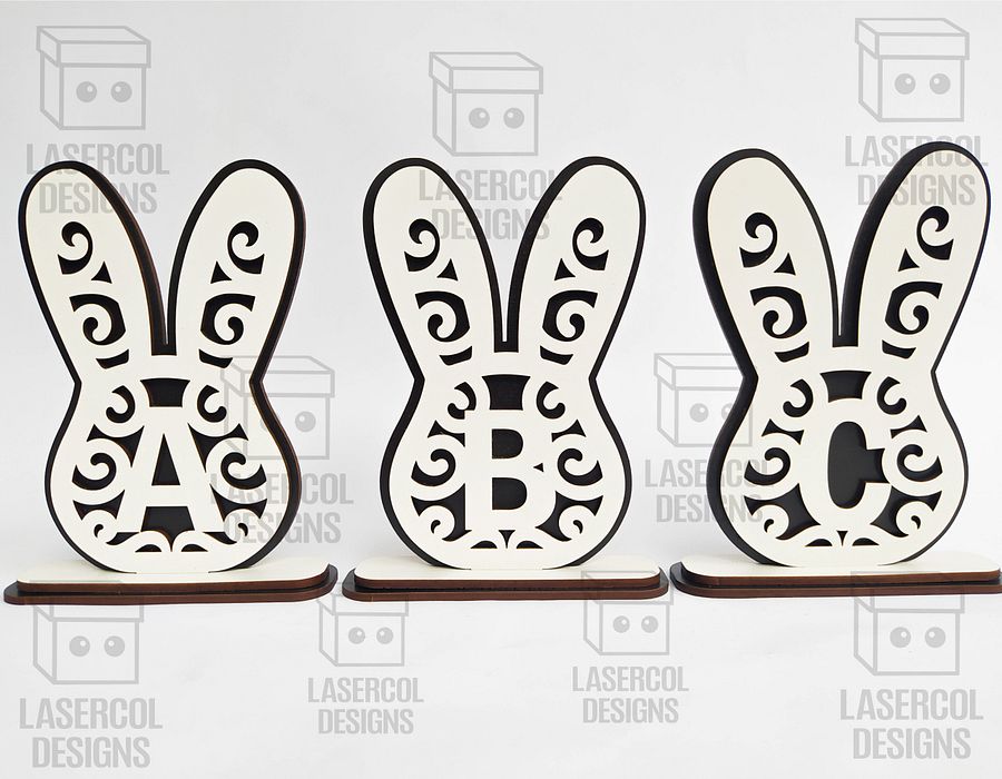 Easter Bunny Monogram Set 3 (3 Sizes) - Laser Cut Files product image (7)