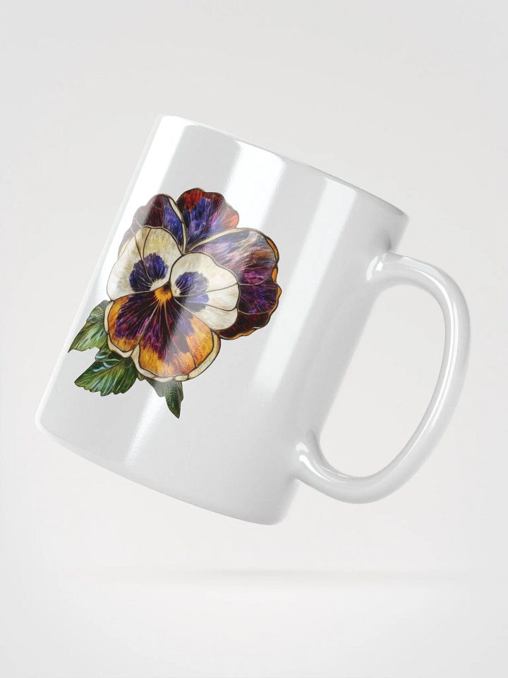 Stained Glass Pansy Paradise White Glossy Mug product image (6)