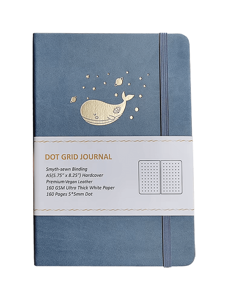 Light Blue Sea Design Faux Leather A5 Dot Grid Notebook product image (1)
