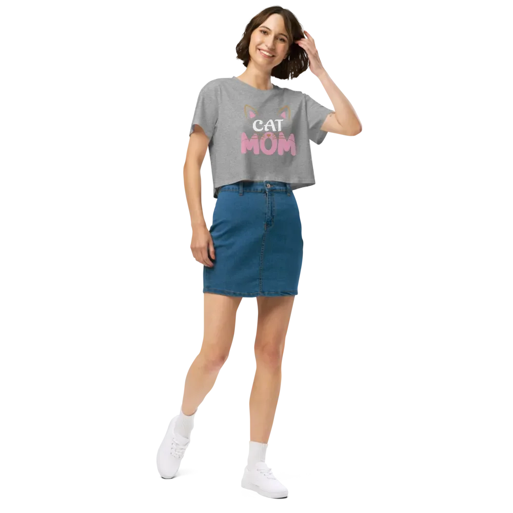 Whiskered Cat Mom Crop Top product image (5)