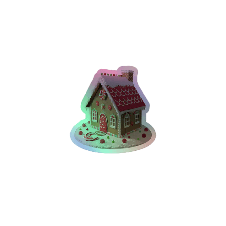 Festive Gingerbread House Holographic Stickers product image (1)