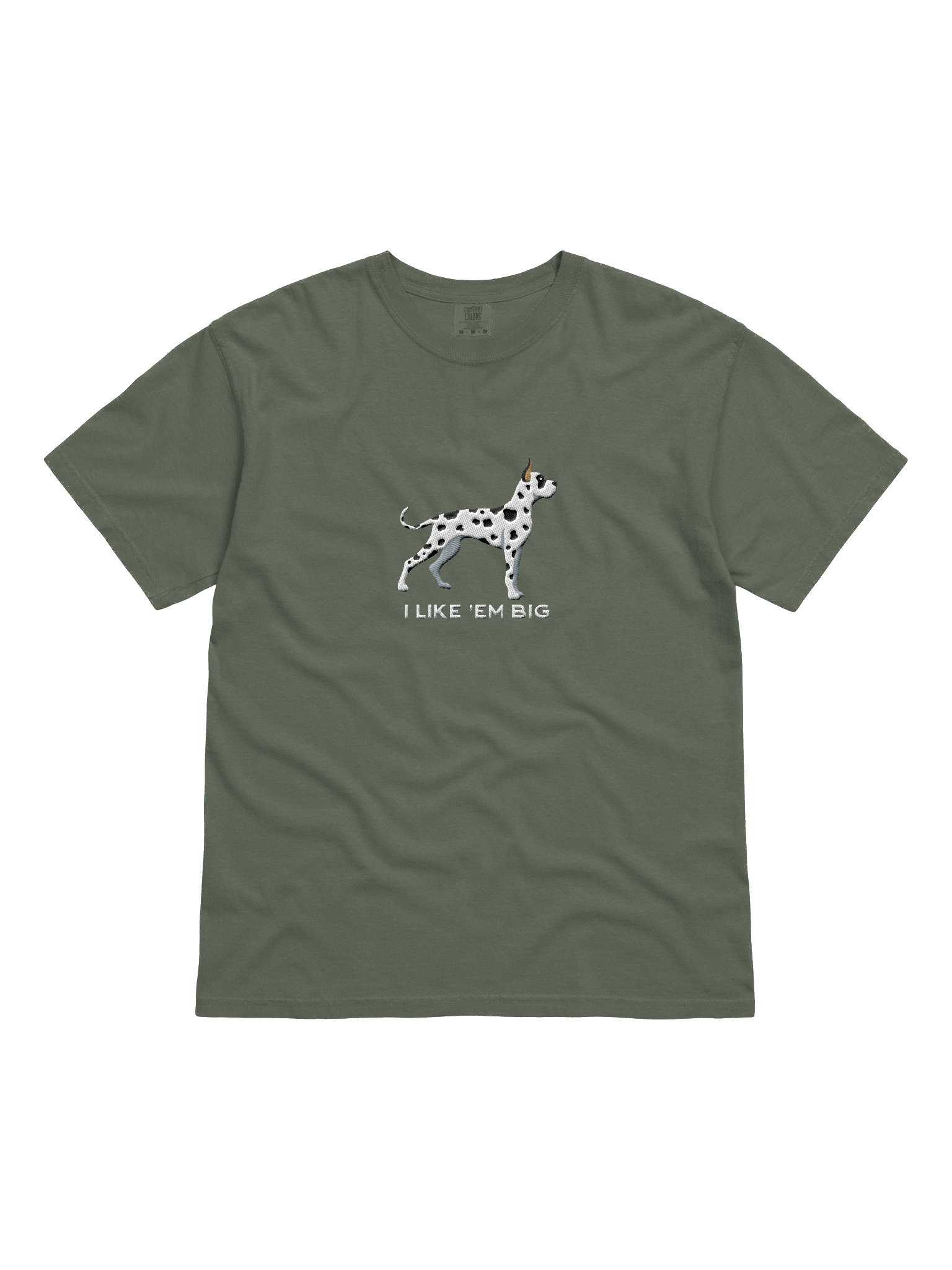 I Like 'Em Big T-Shirt(Embroidered) of a Great Dane(Harlequin, Cropped Ears) product image (21)