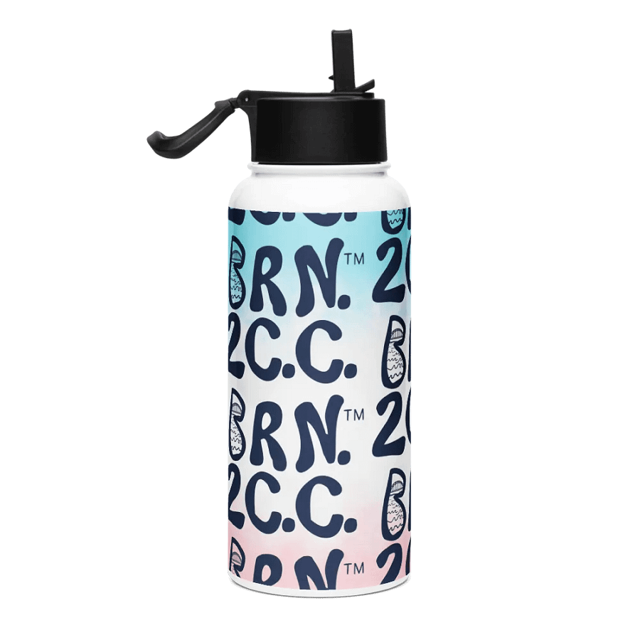 BRN.2C.C.™ | Navy Logo Repeat | Stainless Steel Water Bottle | Iconic Pink, White & Blue product image (4)