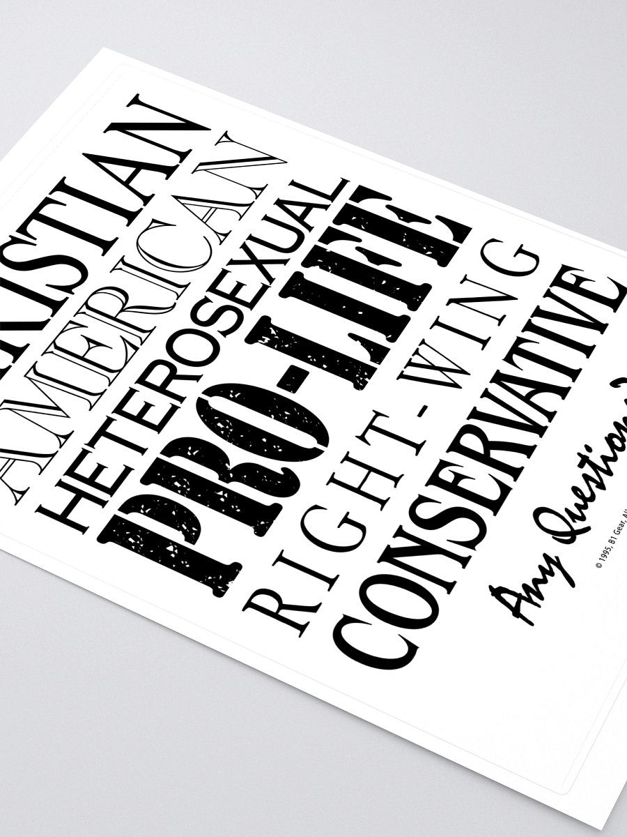 Christian American, Stickers. Patriotic Conservative Christian, Pro Life Right Wing, Heterosexual American Pride, Stickers. product image (3)