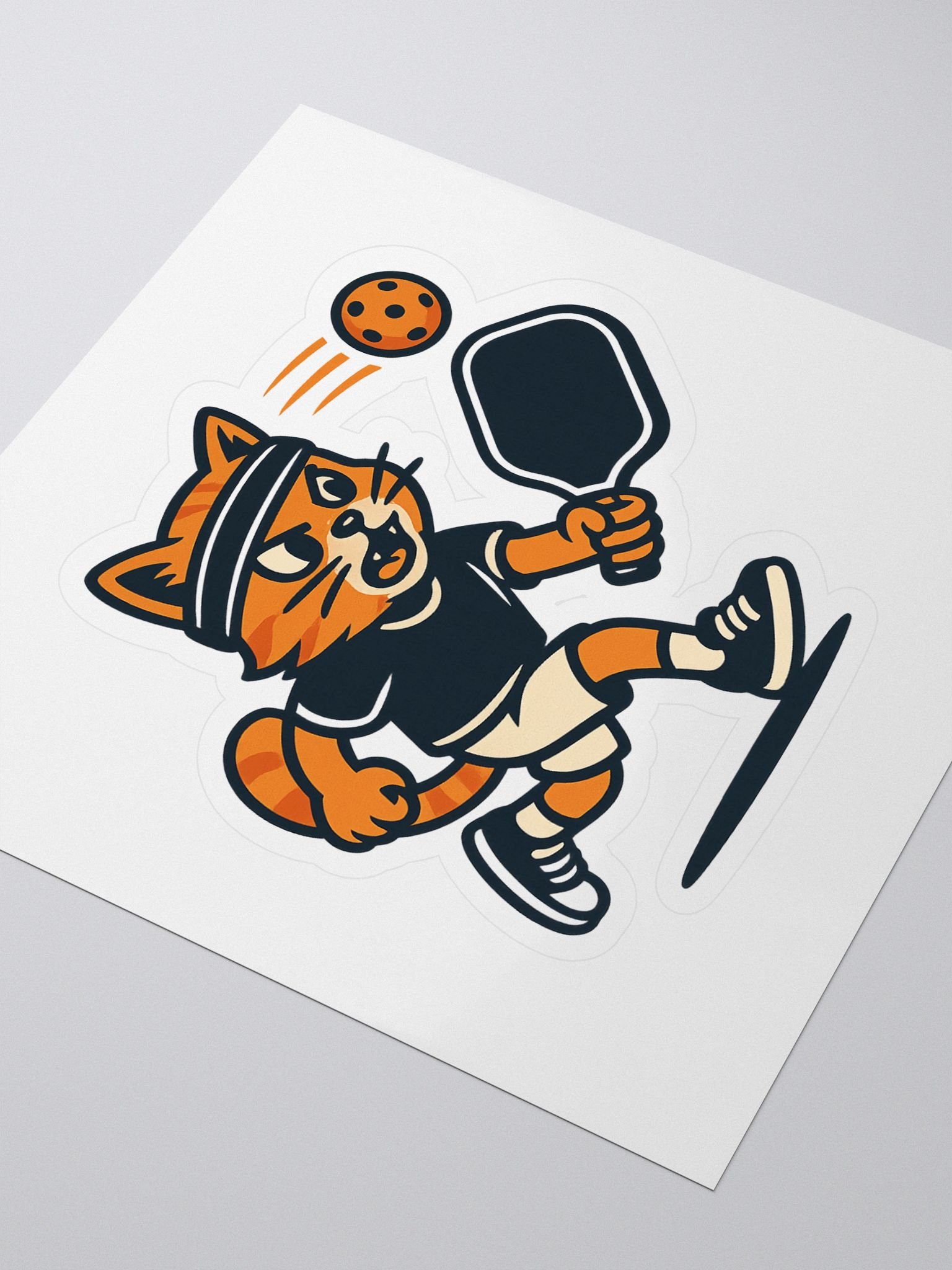 Tiger Cat Pickleball Vinyl Sticker – Retro Sports Design Waterproof Decal for Gear & Accessories product image (3)