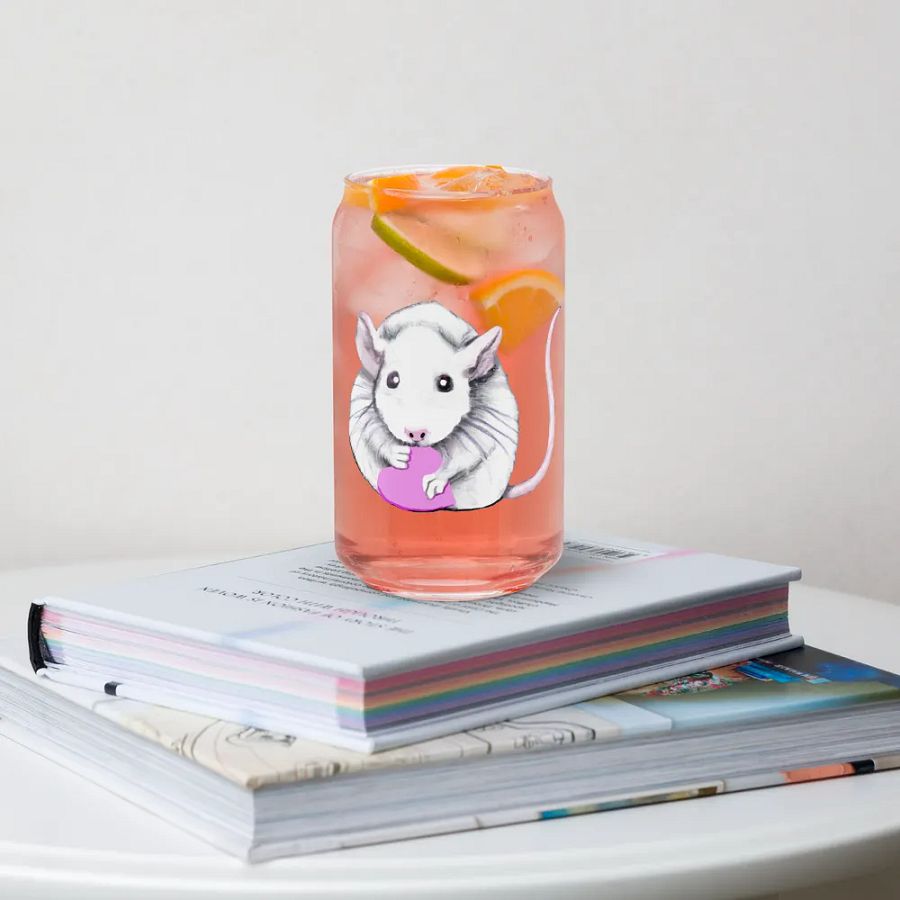 White rat holding a heart glass product image (4)