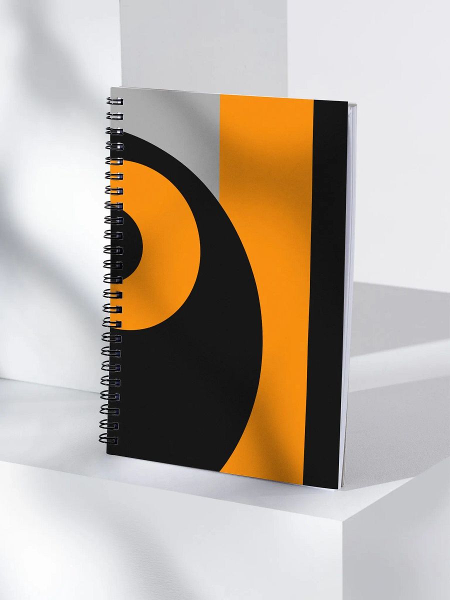 Black orange Circle and stripes Spiral Notebook product image (4)