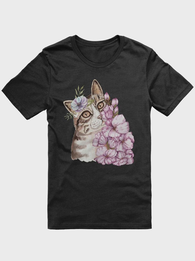Cat and Flower Watercolor Art T-Shirt