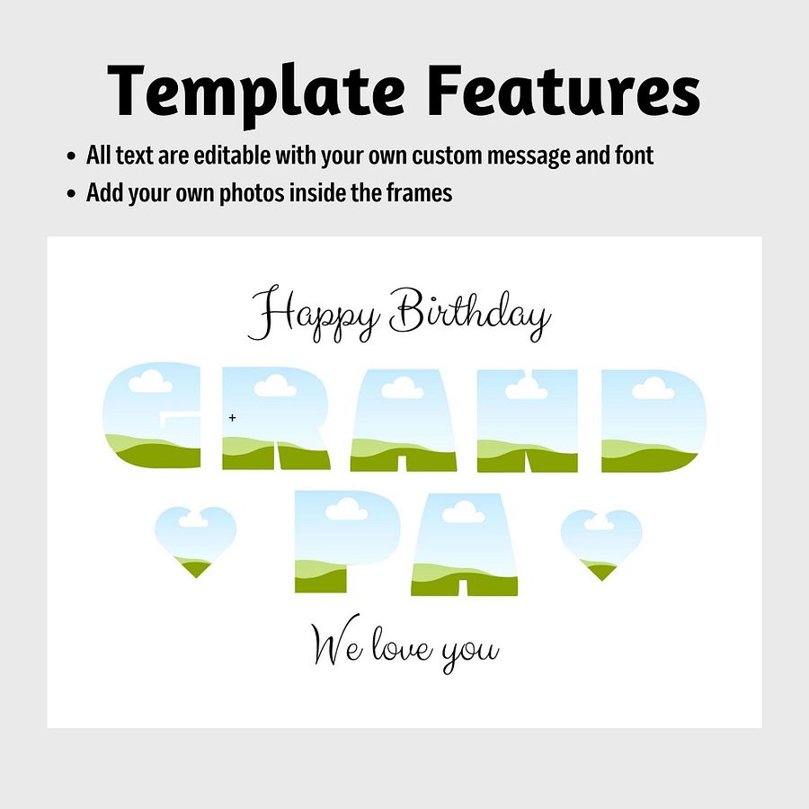 Happy Birthday Grandpa Photo Collage Canva Template product image (4)