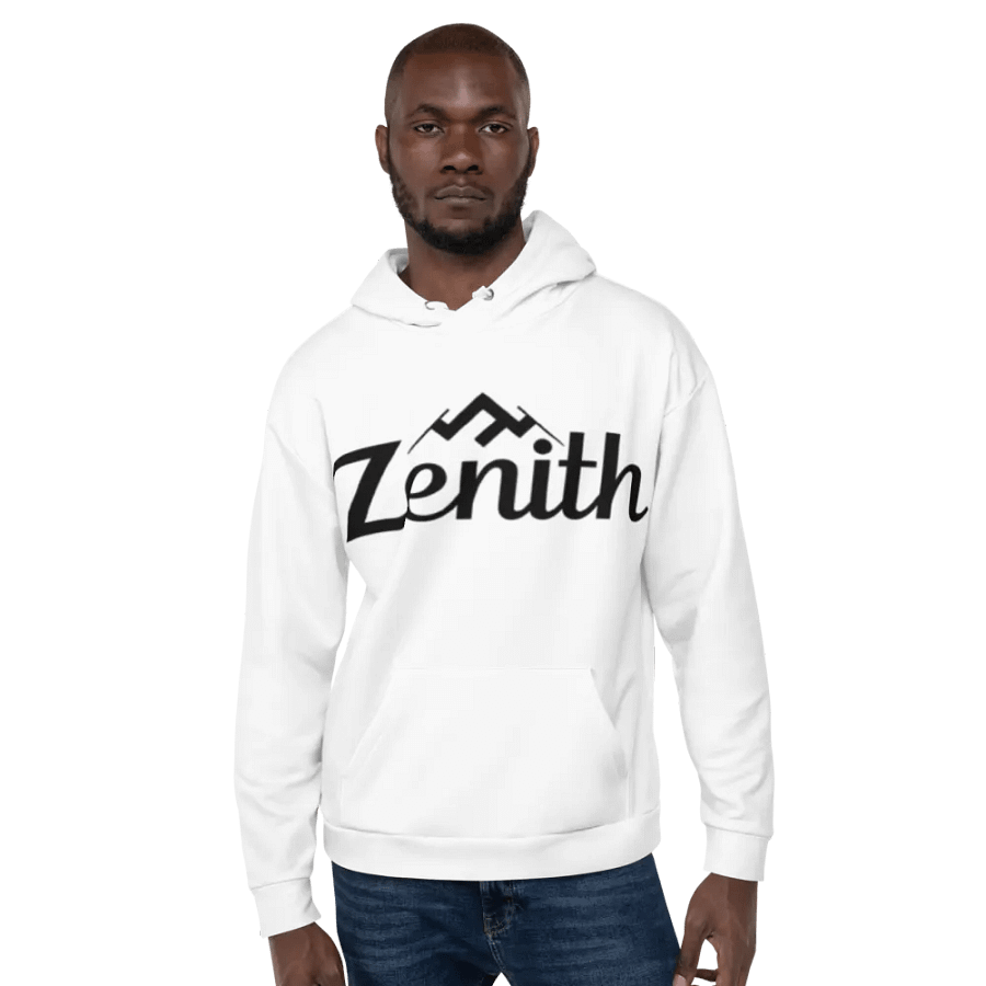 Zenith Recycled Unisex Hoodie with Mountain Peak Design - White product image (6)
