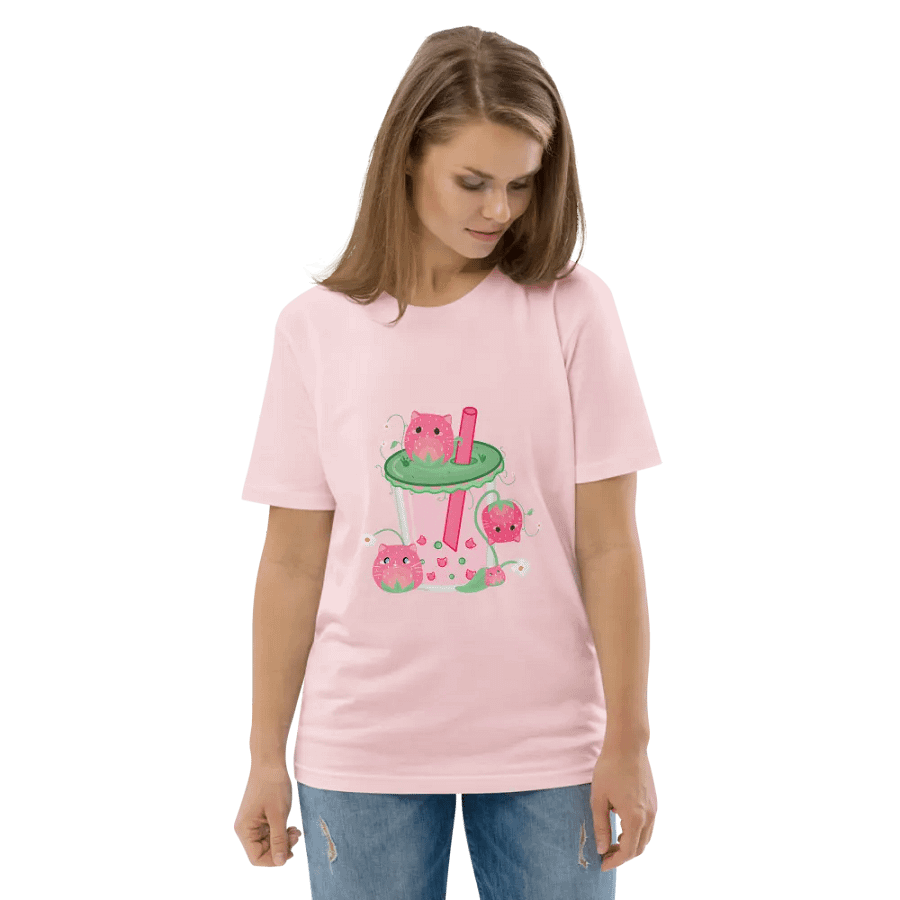 Strawberry Cat Boba Tea Shirt product image (6)