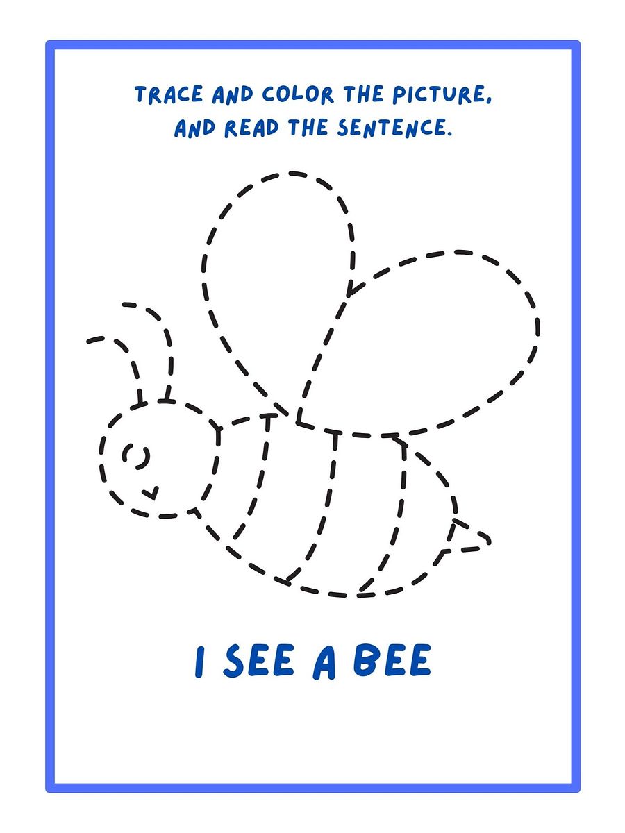 Printable Worksheets: Animal Fun – Trace, Color, and Read product image (2)