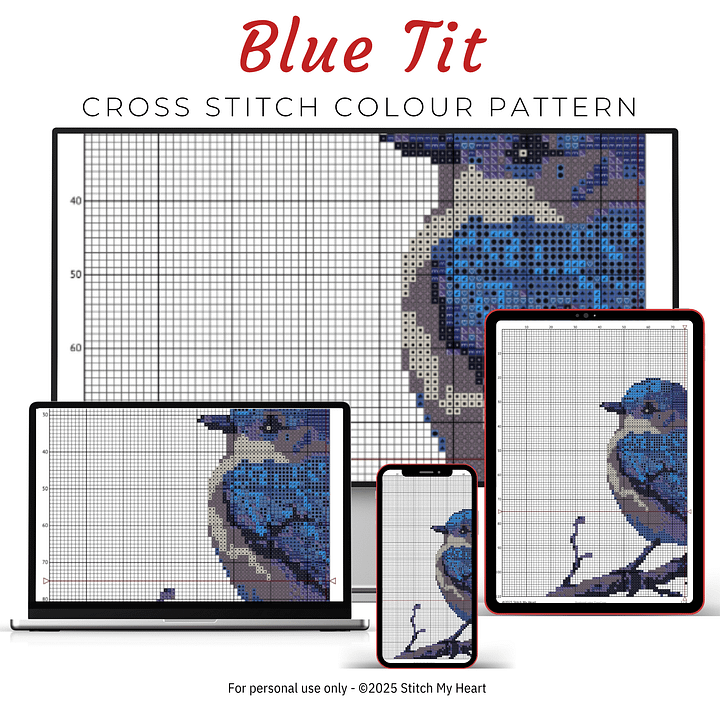 Blue Tit Cross Stitch Pattern product image (2)