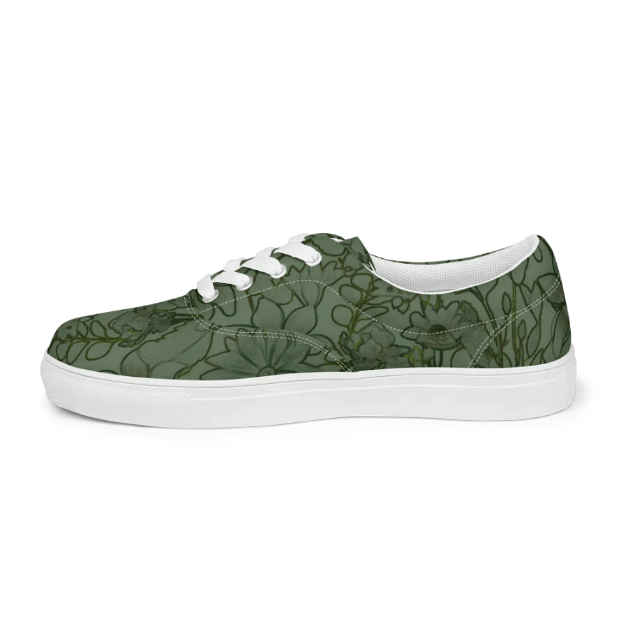 Line art Green and Dark green Floral/Women's Lace-Up Canvas Shoes by Allcolor product image (8)