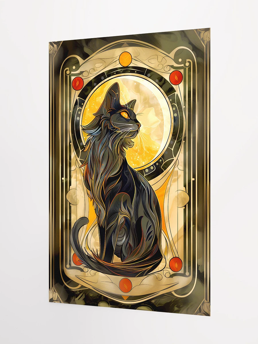 Majestic Nocturne: Black Cat and Moon in Art Nouveau Style Matte Poster product image (5)