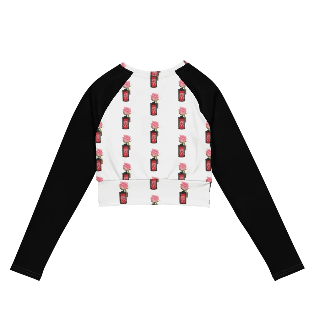 Cinestil Rose Pattern Black Jersey Sleeved Crop Top product image (7)