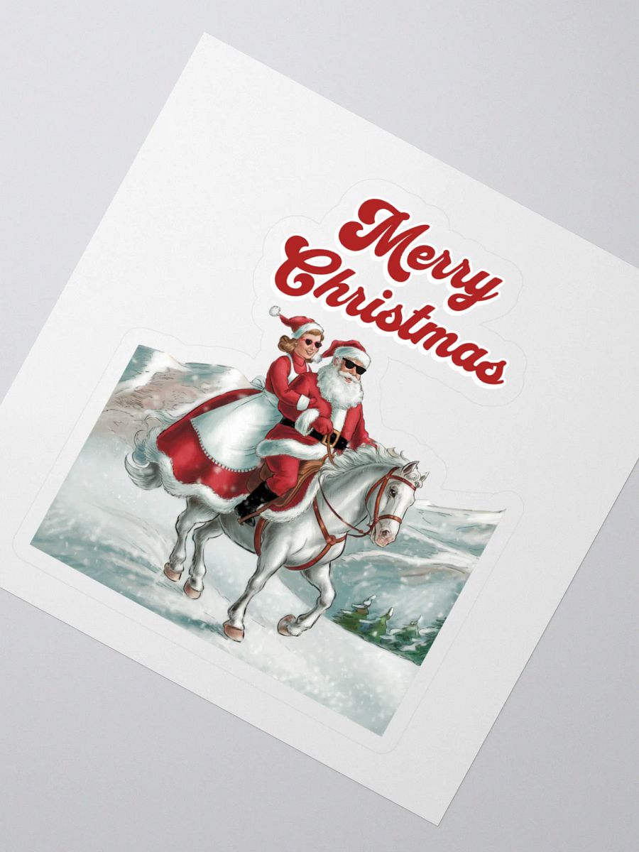 Mr. and Mrs. Santa Claus Horse Riding Sticker product image (2)
