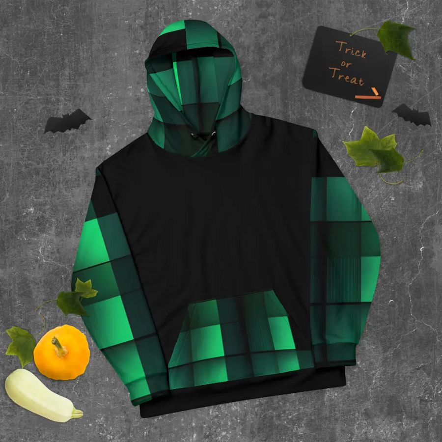 Black And Green Squares Unisex Hoodie product image (9)