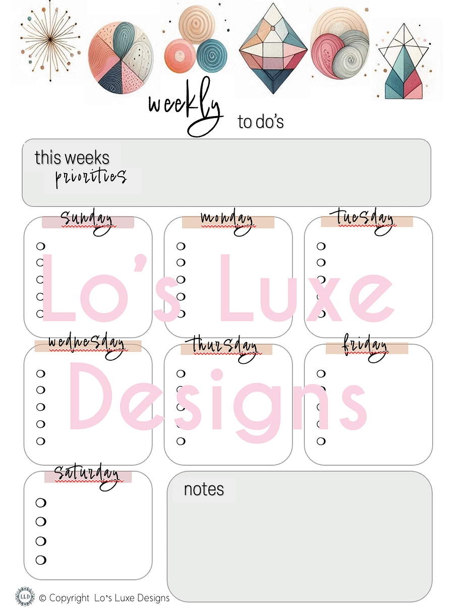 Vibrant Abstract To Do List Bundle - 8.5x11 Printable product image (2)
