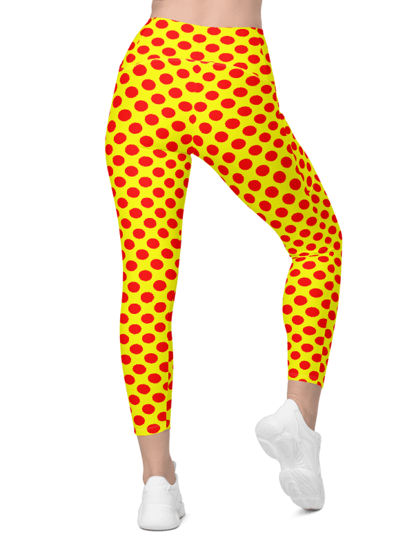 Red Polka Dots on Yellow Leggings with Pockets product image (5)