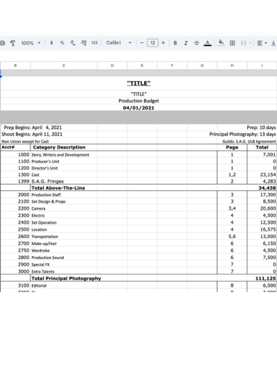 🎬 Indie Film Budget Template (Excel) product image (1)