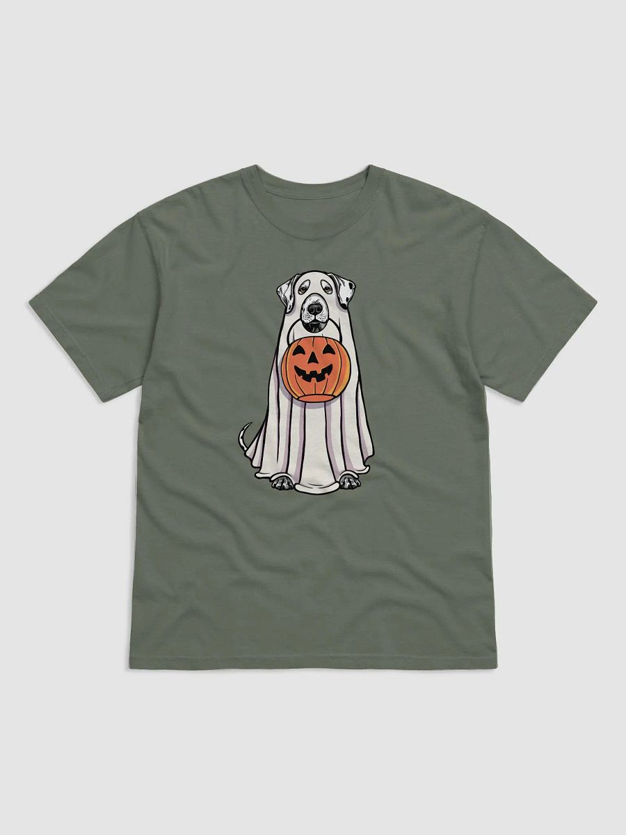 Funny Halloween Dalmatian T-Shirt | Funny Dog Wearing a Ghost Costume and Holding a Pumpkin Basket product image (12)