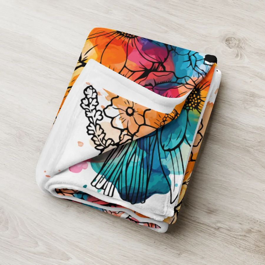 Ink Splatter Floral Bliss Throw Blanket product image (7)