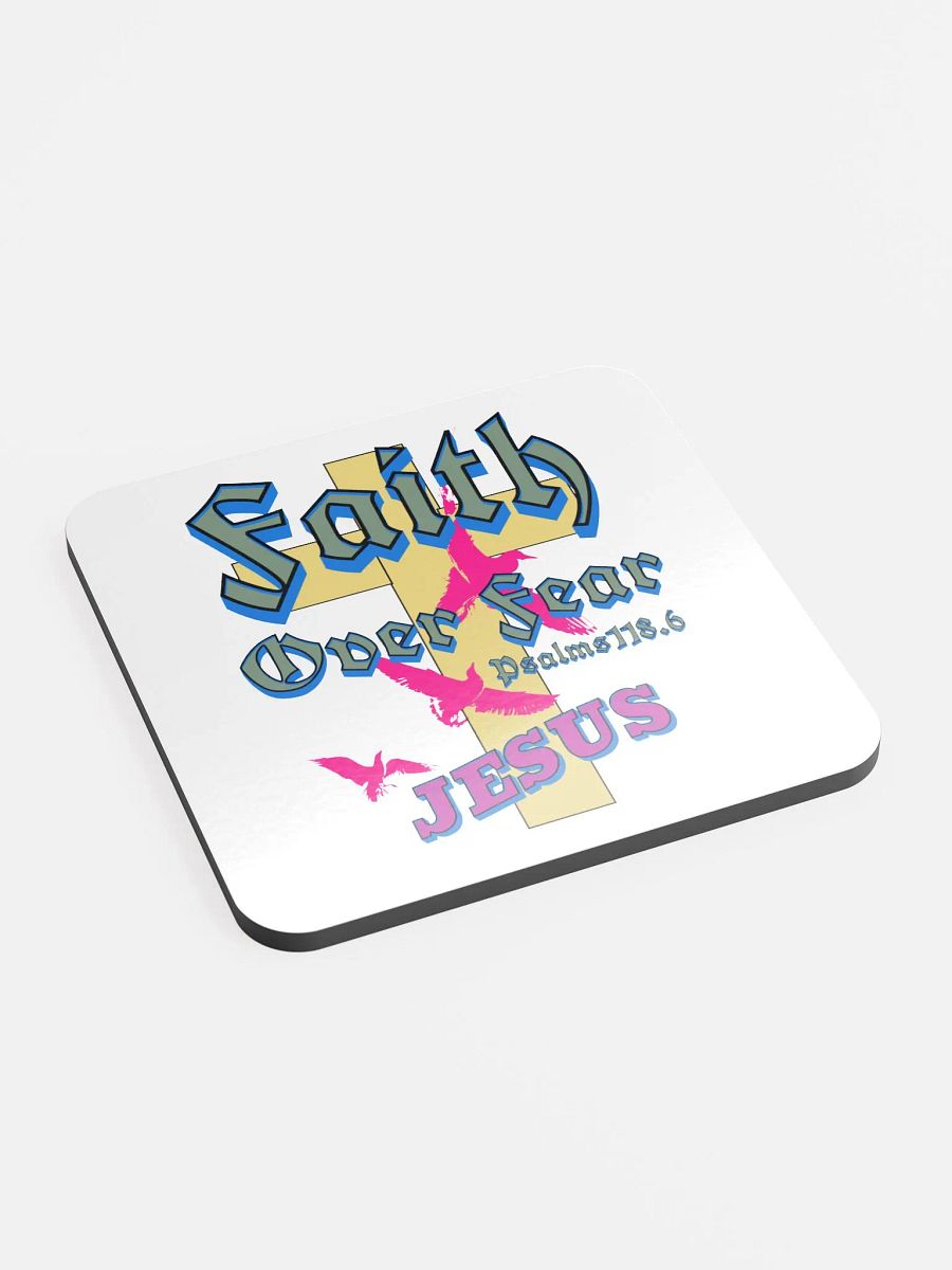Faith Over Fear Jesus Cross Glossed Coaster Set product image (3)