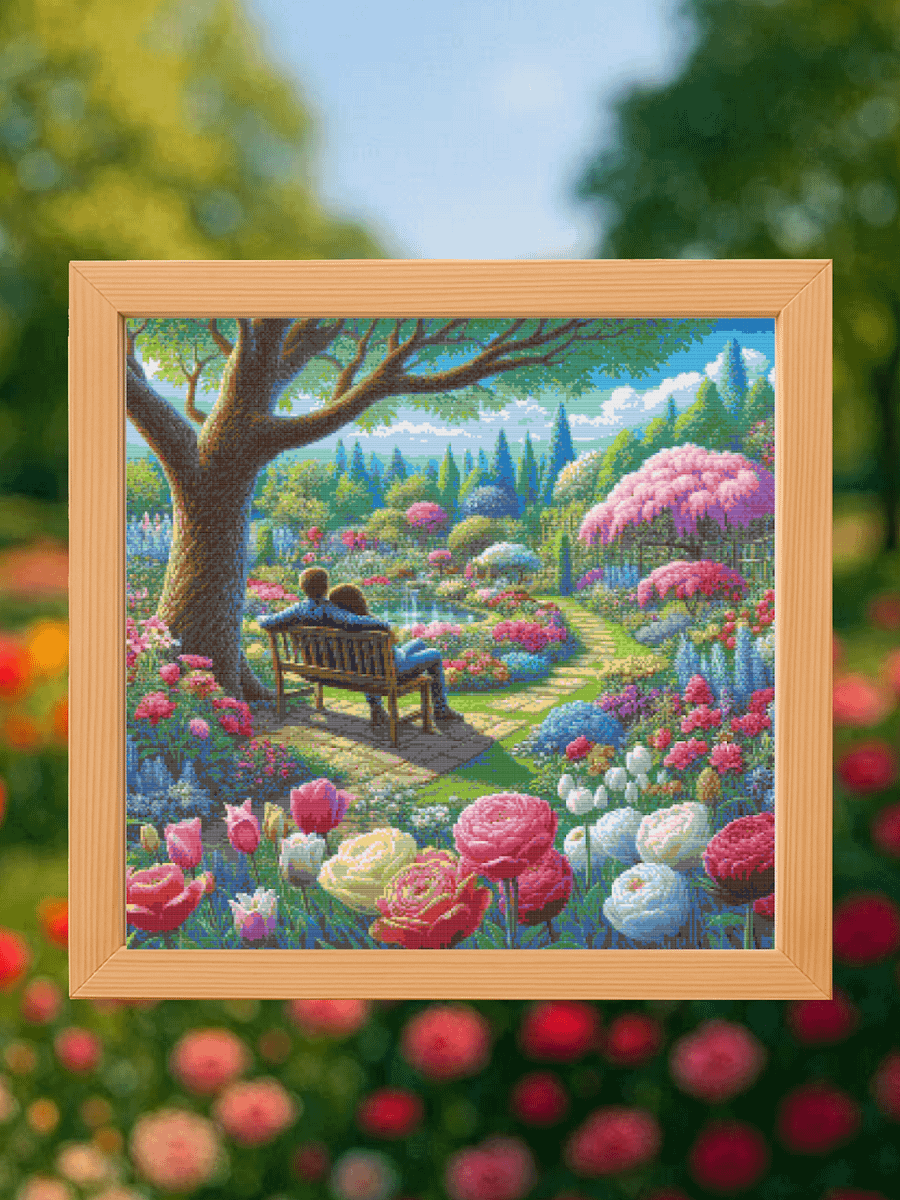 Floral Park Cross Stitch Pattern product image (1)