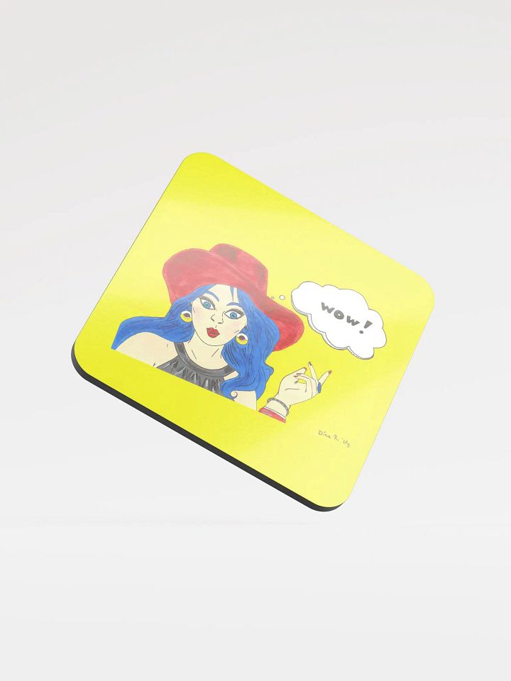 Pop art girl (art by Dina R.) acrylic painting picture - Glossed Cork Coaster product image (1)