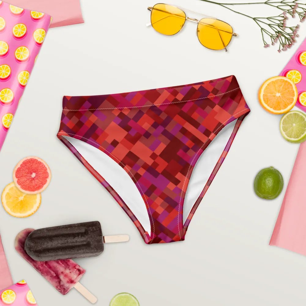 Colorful Mosaic Pattern Design High Waisted Bikini Bottom - v3 product image (8)