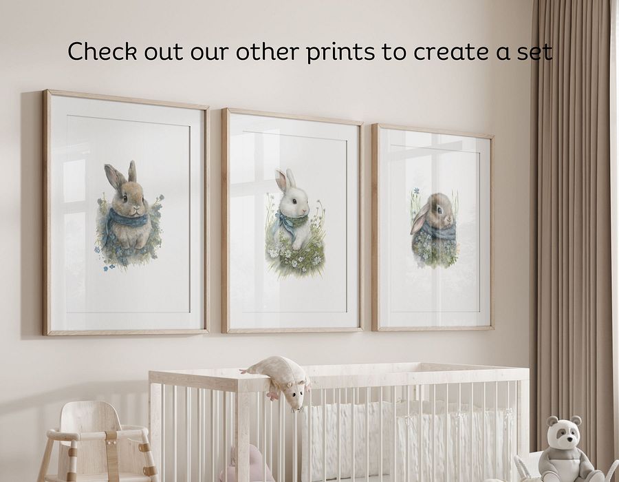 Watercolor Woodland Bunny Print 3 product image (6)