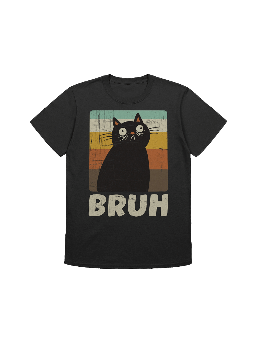 BRUH Black Retro Cat T-Shirt product image (1)