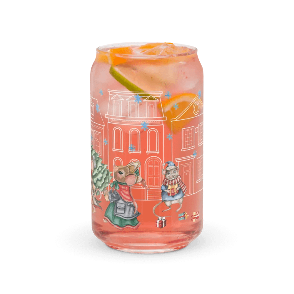Prelude To Christmas Glass Can Tumbler | 16oz Holiday-Themed Drinkware | Festive Winter Scene Design product image (10)