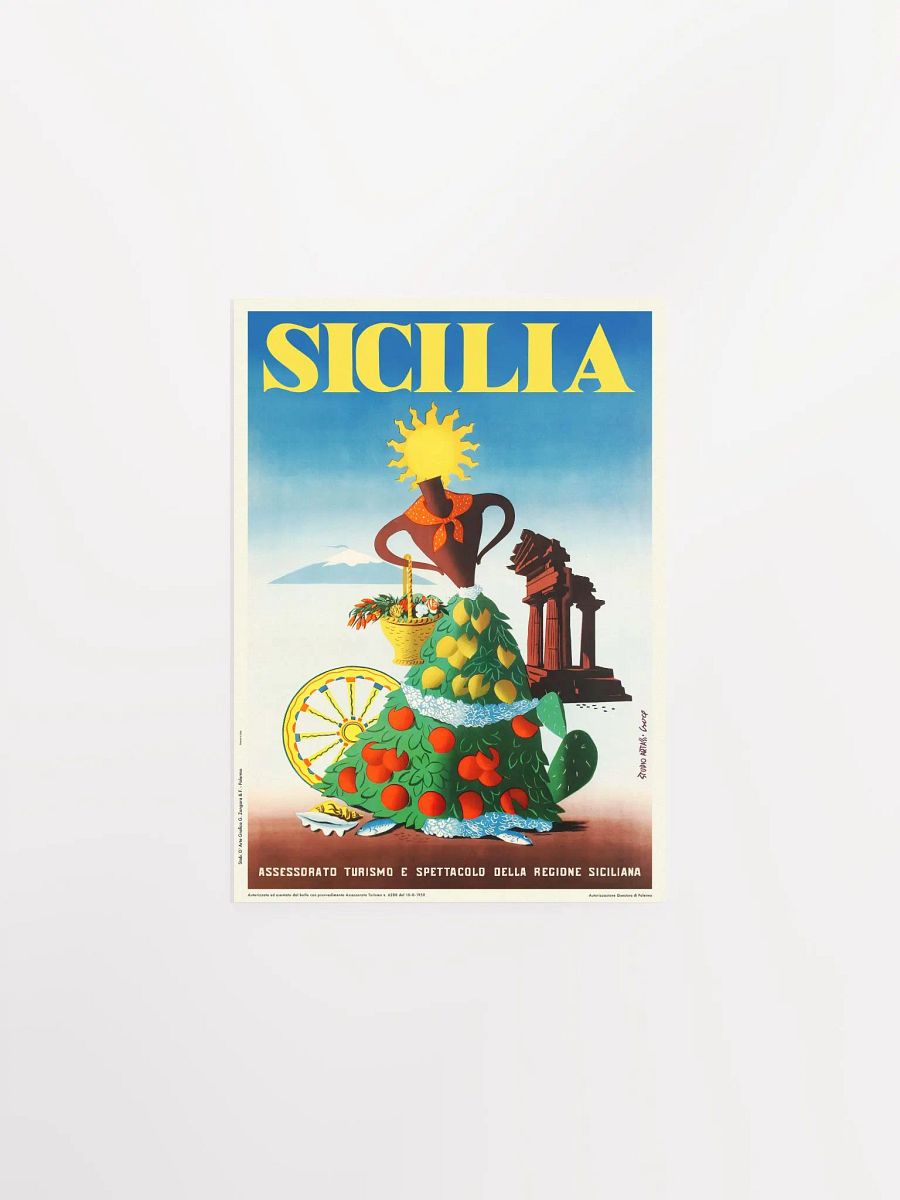 Italy, Sicily (Sicilia), 1950 — retro vintage travel poster product image (6)
