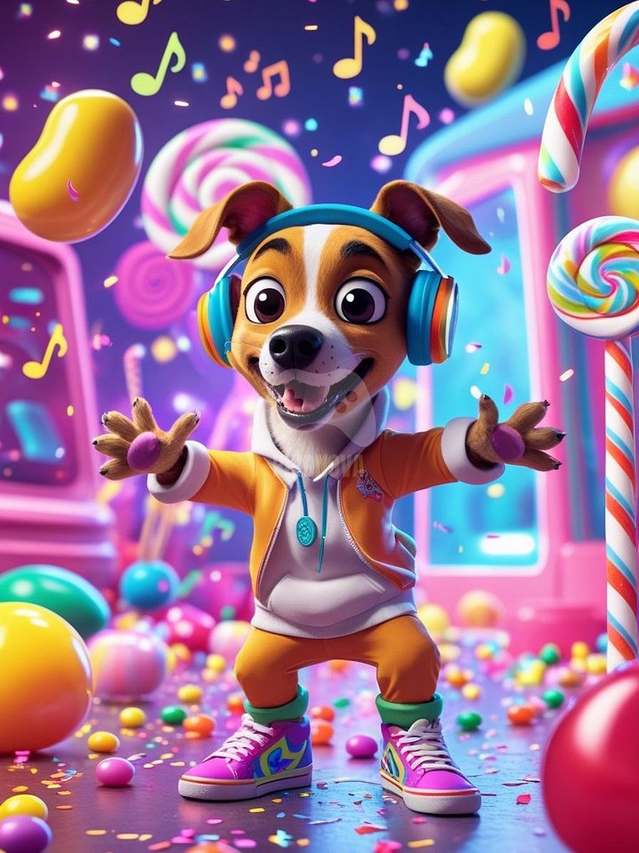 Pixel Party Parade – Track 5: Jellybean Jam (Dog Mascot Edition) | 896x1344 px | 4 Variations | PNG + PDF product image (2)