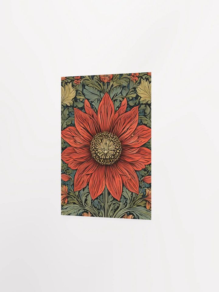 William Morris Inspired Red Flower 5x7 inch Poster product image (2)