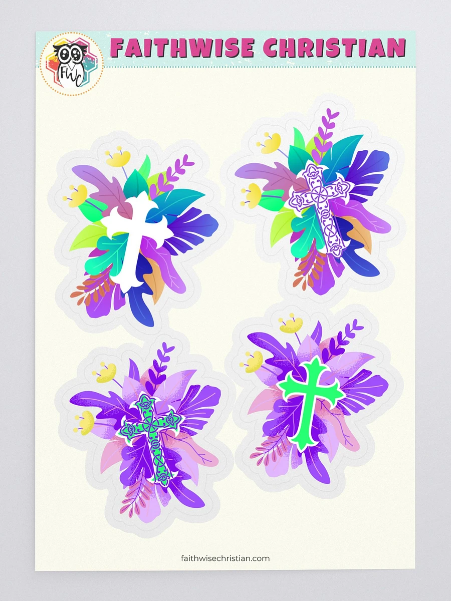 Purple Floral Crosses Sticker Sheet product image (3)