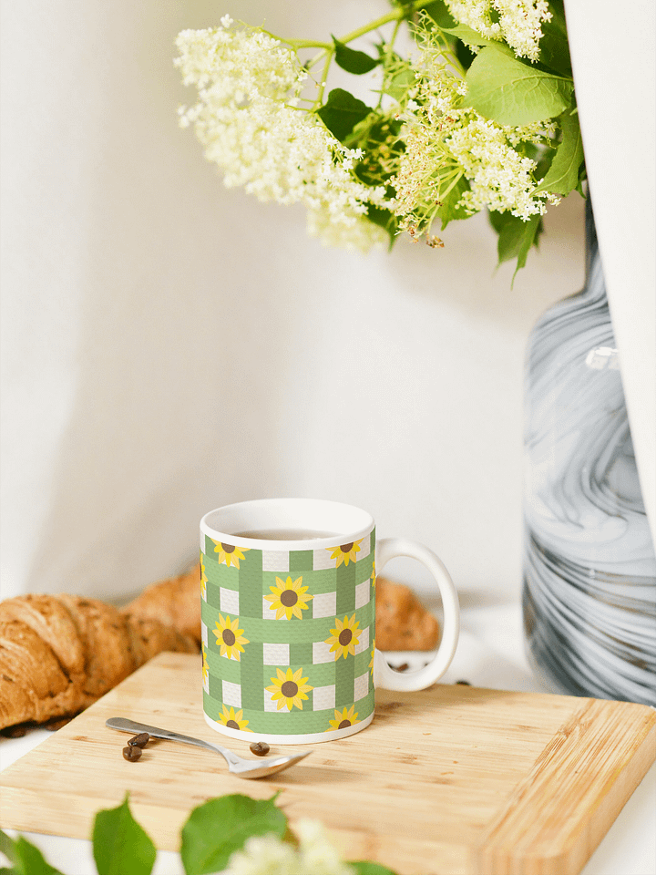 Sunflower Gingham in Green Mug product image (1)