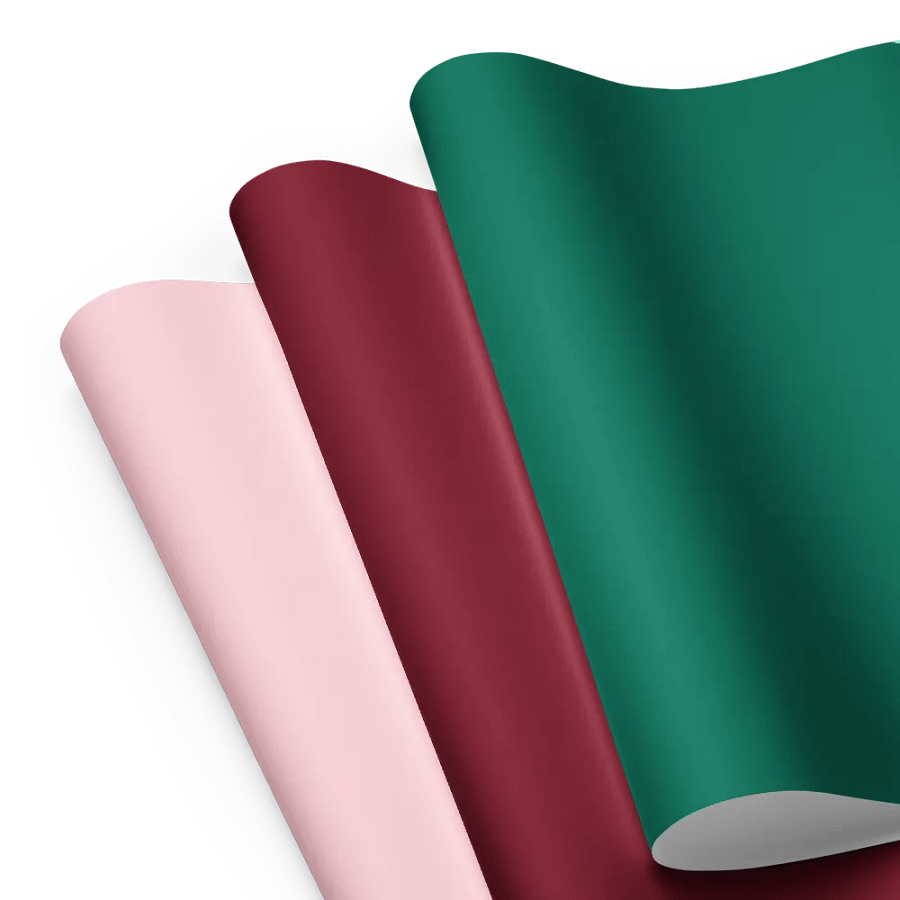 Mixed (Pink, Burgundy, Green) Solid Holiday Christmas Wrapping Paper Sheets (3) product image (3)