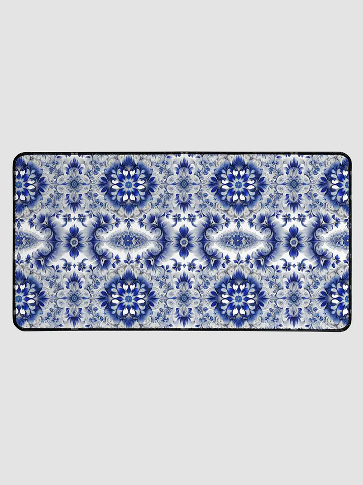 Desk Mat (31.5x15.5 inches) - Blue and White Floral Design product image (1)