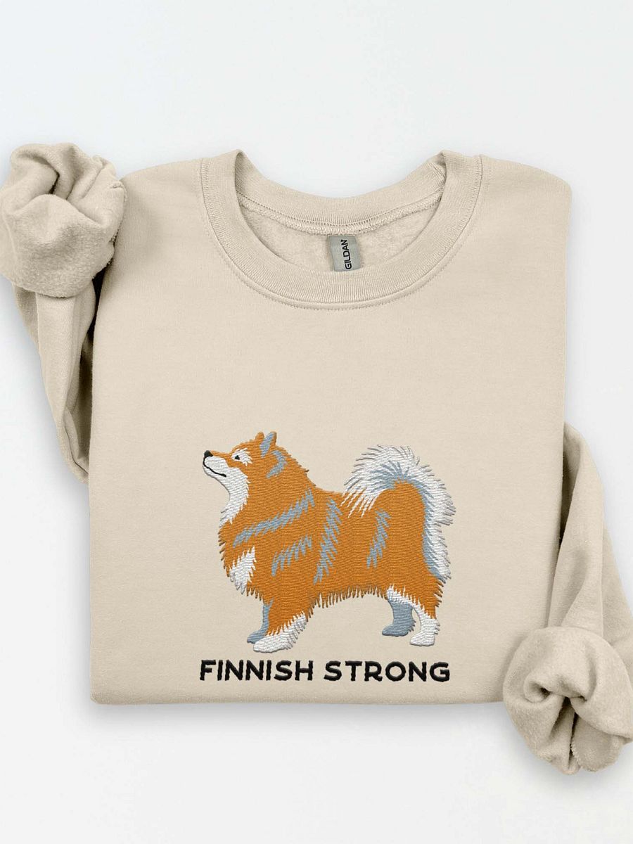 Finnish Strong Sweatshirt (Embroidered) of a Finnish Lapphund(Brown) product image (1)
