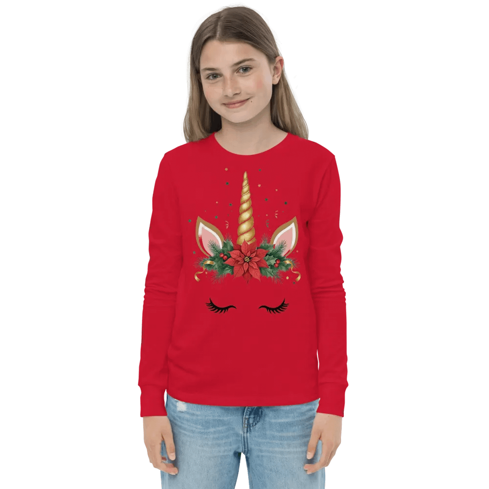 Golden Flower Christmas Unicorn Red product image (1)