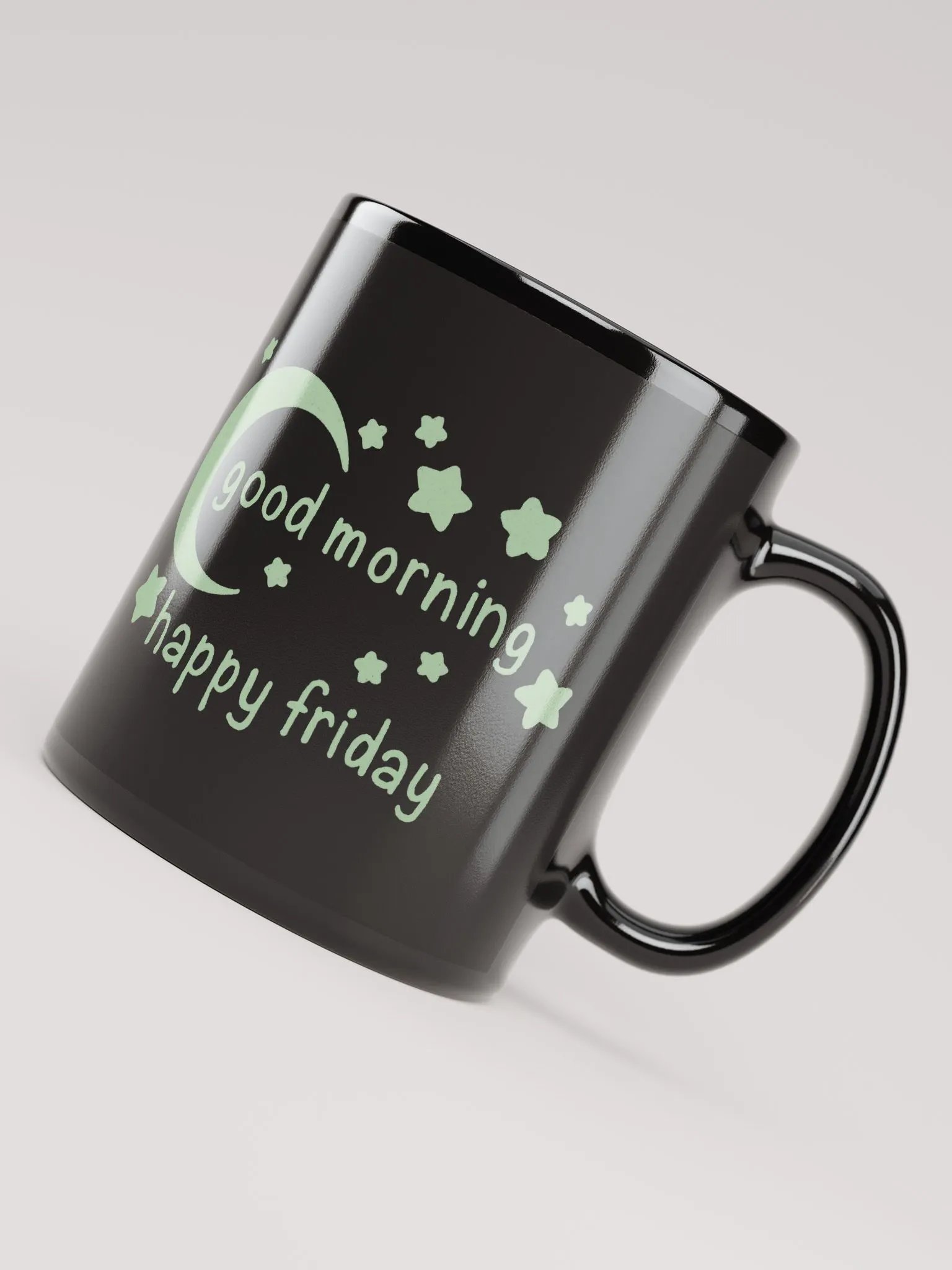 "Good Morning Happy Friday" Black Gloss Mug product image (7)