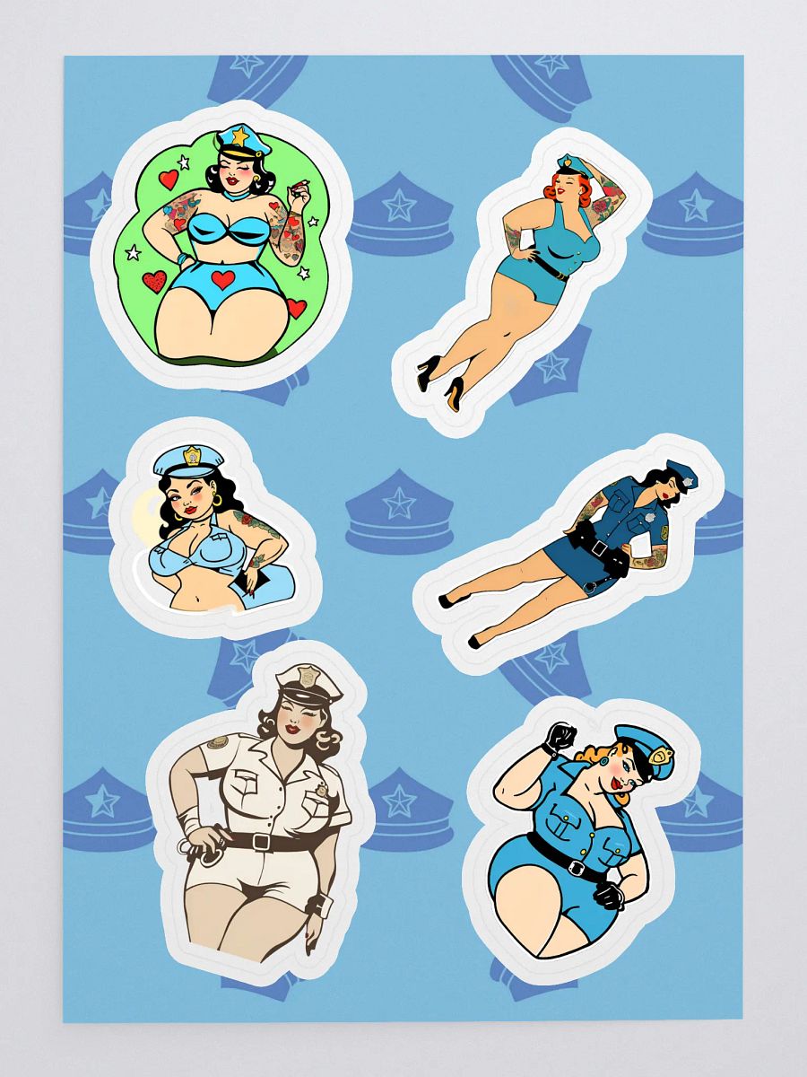 Retro Police Pin-Up Sticker Sheet product image (3)