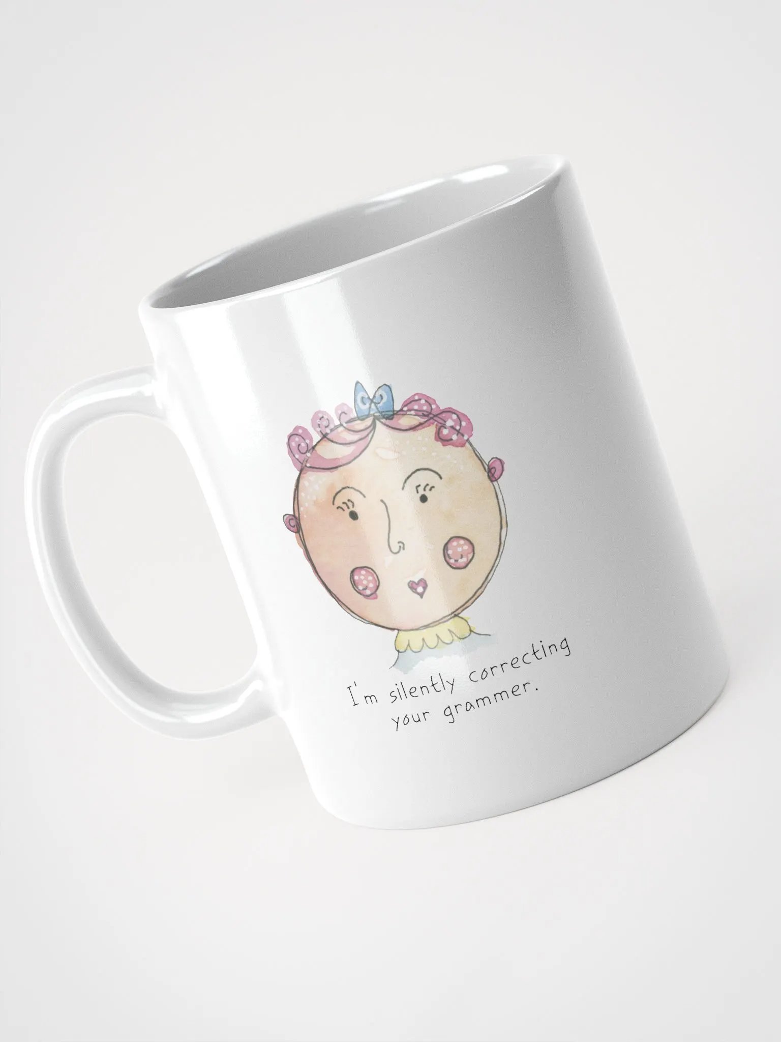 Whimsical Faces I'm Silently Correcting Your Grammar White Glossy Mug product image (5)
