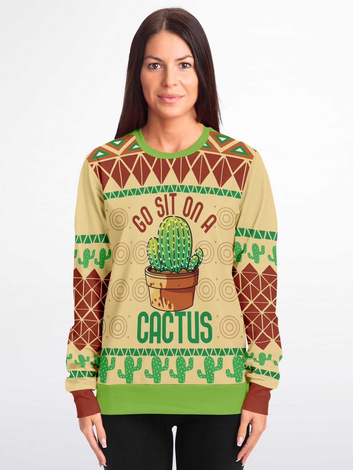 "Go Sit on a Cactus" Ugly Christmas Sweater | Funny Holiday Sweatshirt | Plant Lover Winter Outfit | Christmas Party Outfit product image (6)