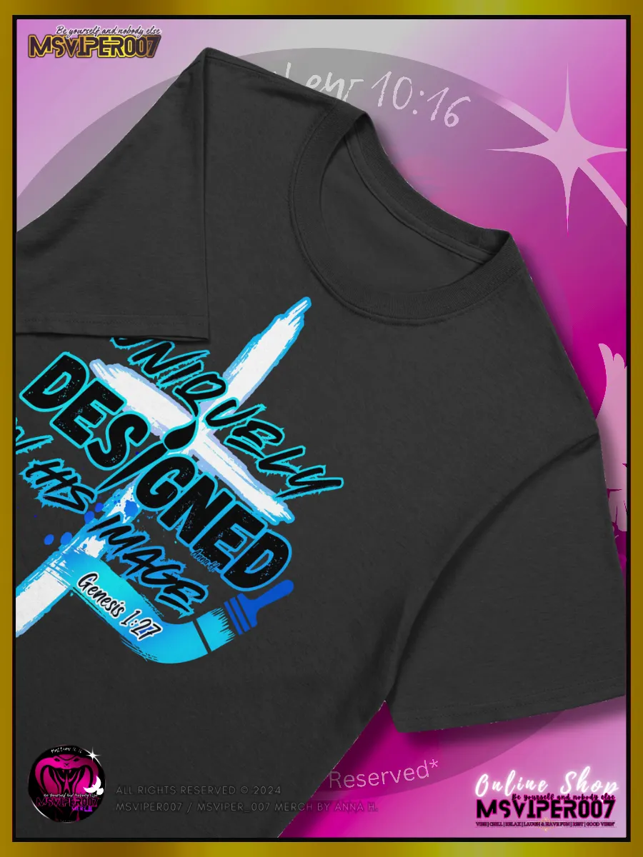 T-Shirts - MsViper007's "Uniquely Designed In His Image" [blue] - T-Shirt By Anna H. product image (3)