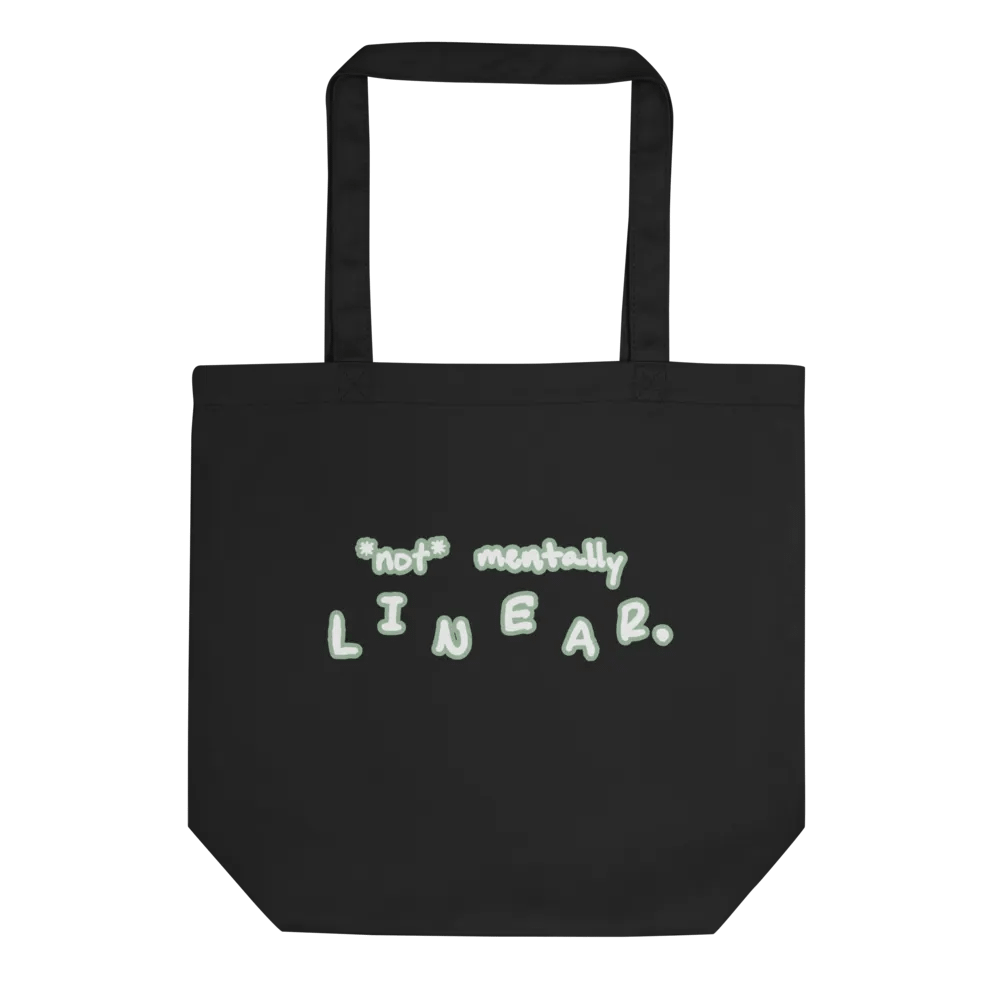 *not* mentally linear (lined design, #96B697) tote bag product image (1)